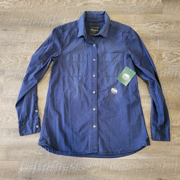 NWT ROOTS | Seaga Long Sleeve Button Down Shirt Top | Sz. XS - Picture 1 of 5